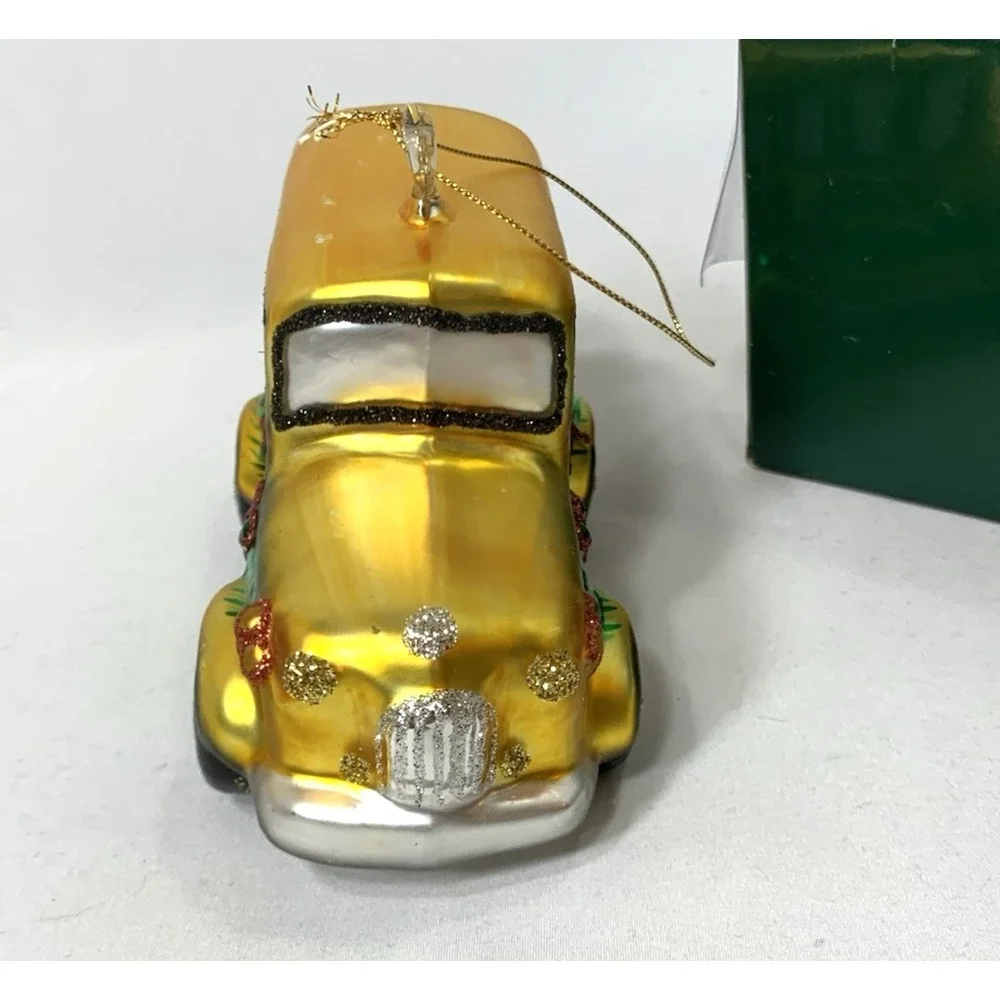 School‎ Bus Christmas Ornament Blown Glass Painted Teacher Gift
